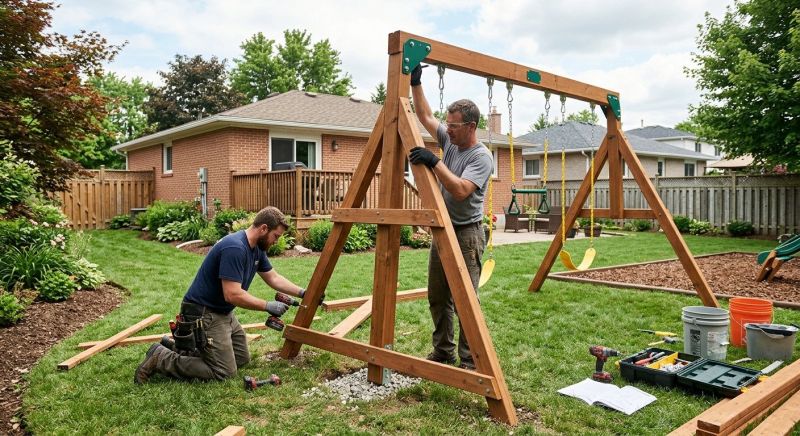 Wooden Swing Set Installation in Littleton, CO