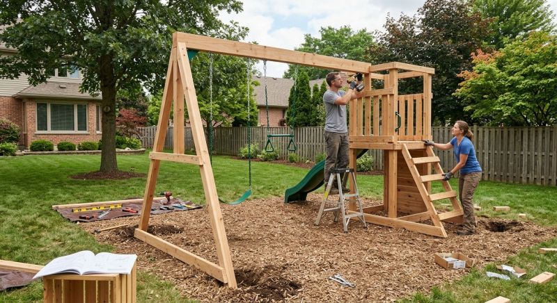 Wooden Swing Set Installation in Alpharetta, GA